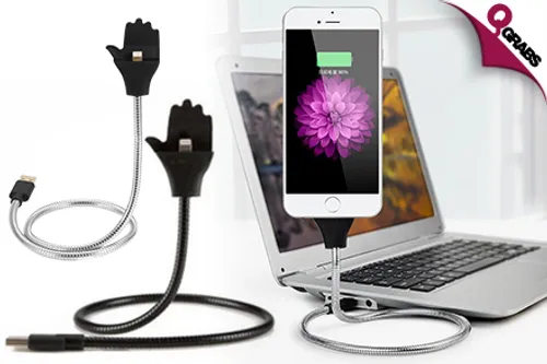 For QR39 Go Hands-Free with a iPhone Flexible Metal Coil Brace Charger - Your choice of 2 Colors! (Up to QR158 Value)